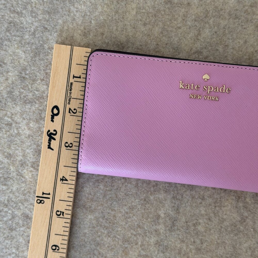 Kate Spade Pink/Purple Leather Wallet Zip Around Saffiano Long Wallet - Picture 4 of 7